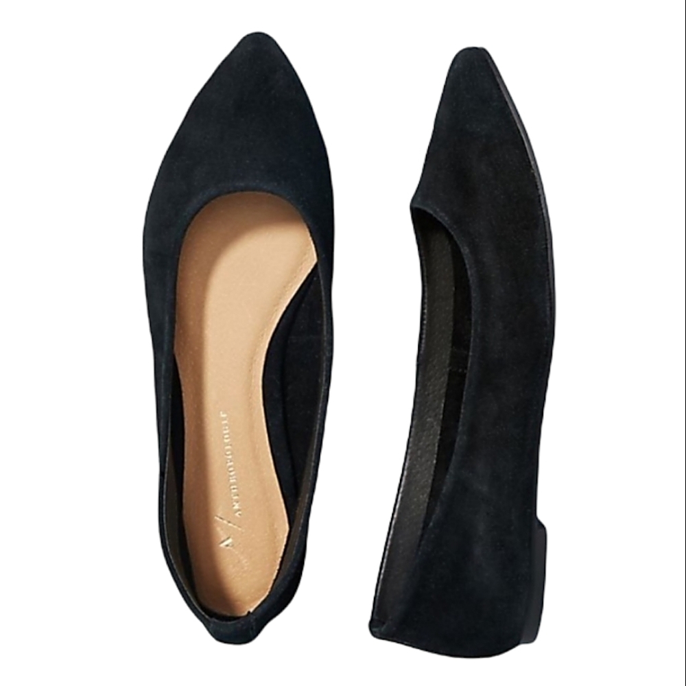 ANTHROPOLOGIE Jessica Suede Pointed Toe Ballet Flats Womens size 9 - Picture 1 of 2